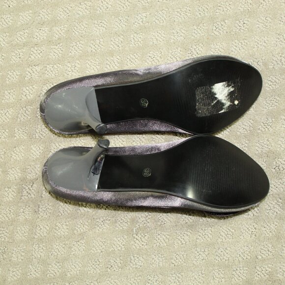 Maxina Women's Size 8.5 Grey Satin Bling Bow 3.5" Heels - Picture 6 of 7